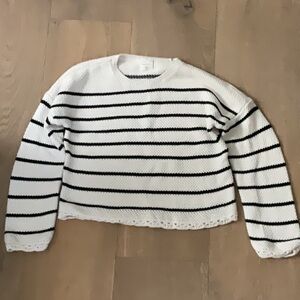 Abercrombie Kids White Sweater with Black Stripes